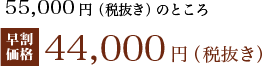 55,000円のところ早割価格44,000円