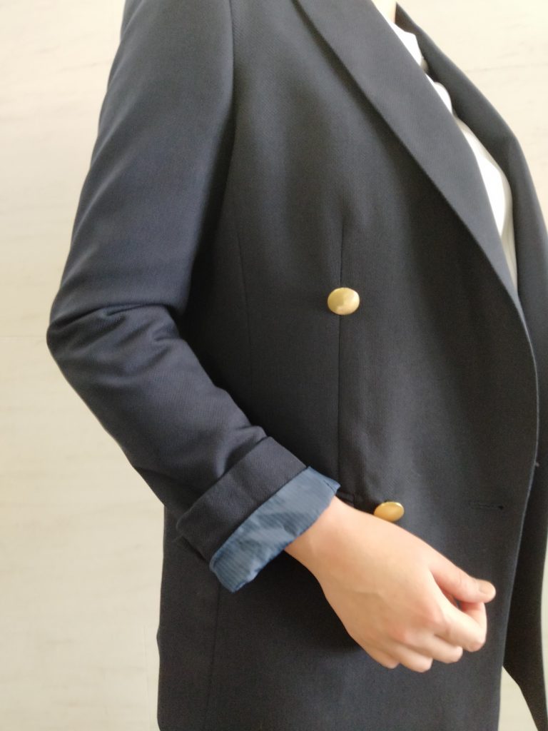 美品♡ LAUTREAMONT セットアップ　ノーカラー　ネイビー　濃紺　40 WEB＆一部店舗限定】麻調シアーノーカラージャケット≪洗濯機