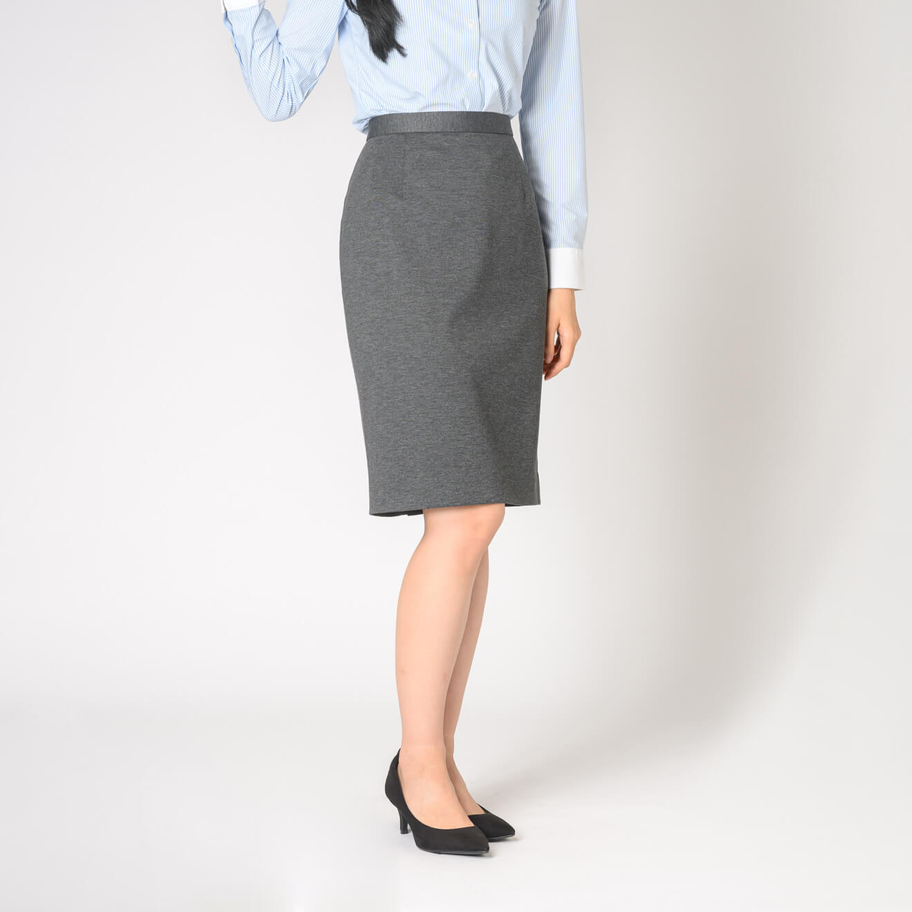 トラベラージャージー / タイトスカート グレー無地