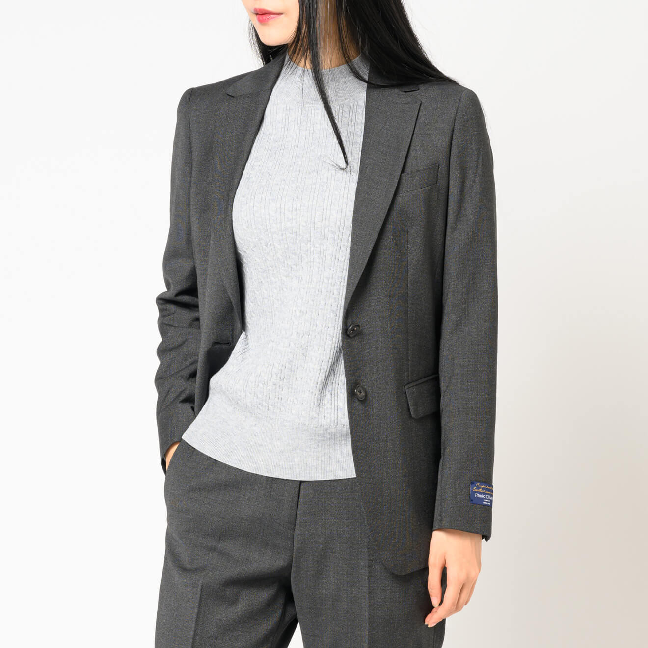 オリベイラ社 シングルジャケット チャコール無地