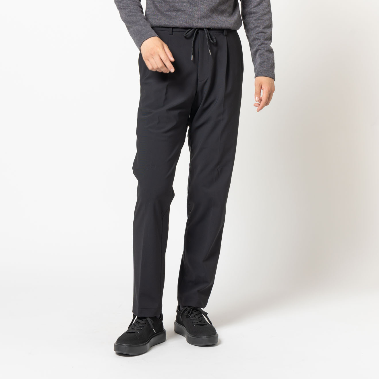 ナイロンジャージー セットアップパンツ ブラック