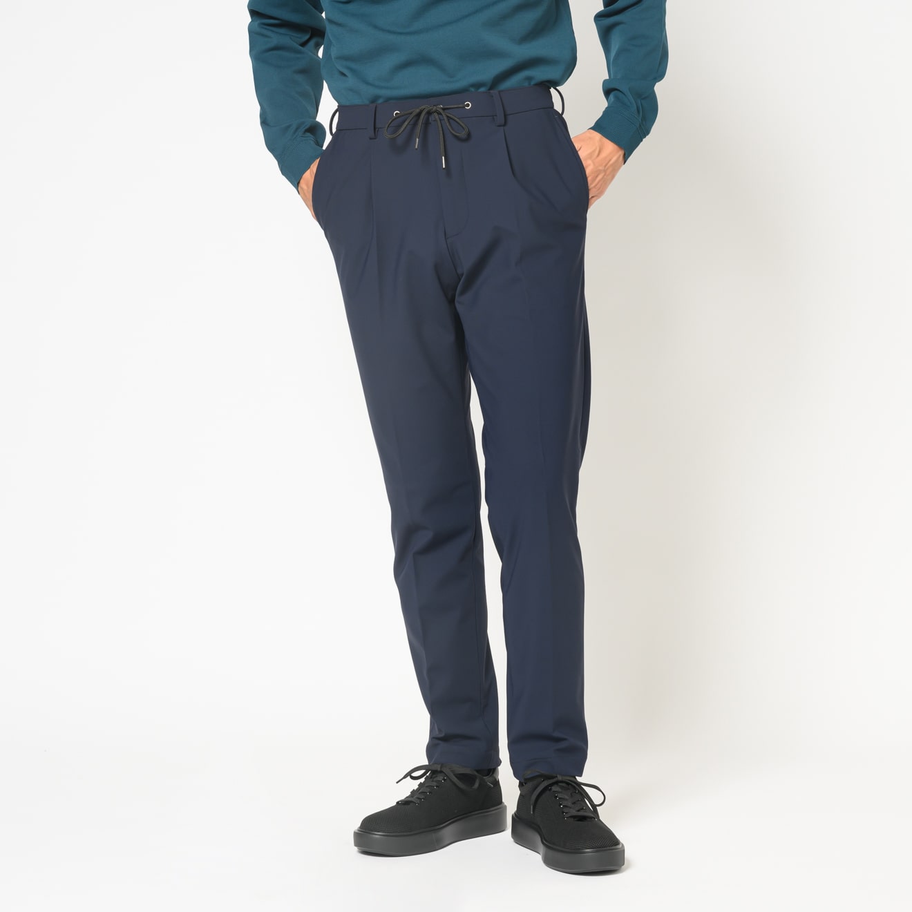 ストレッチ セットアップパンツ ネイビー