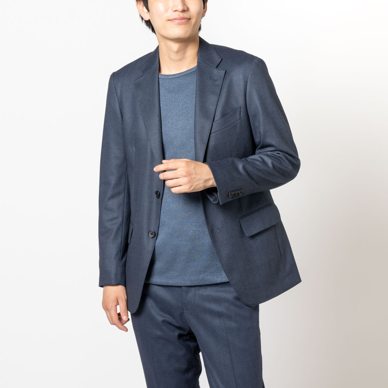 トラベラージャージー 起毛 / セットアップジャケット ネイビー無地