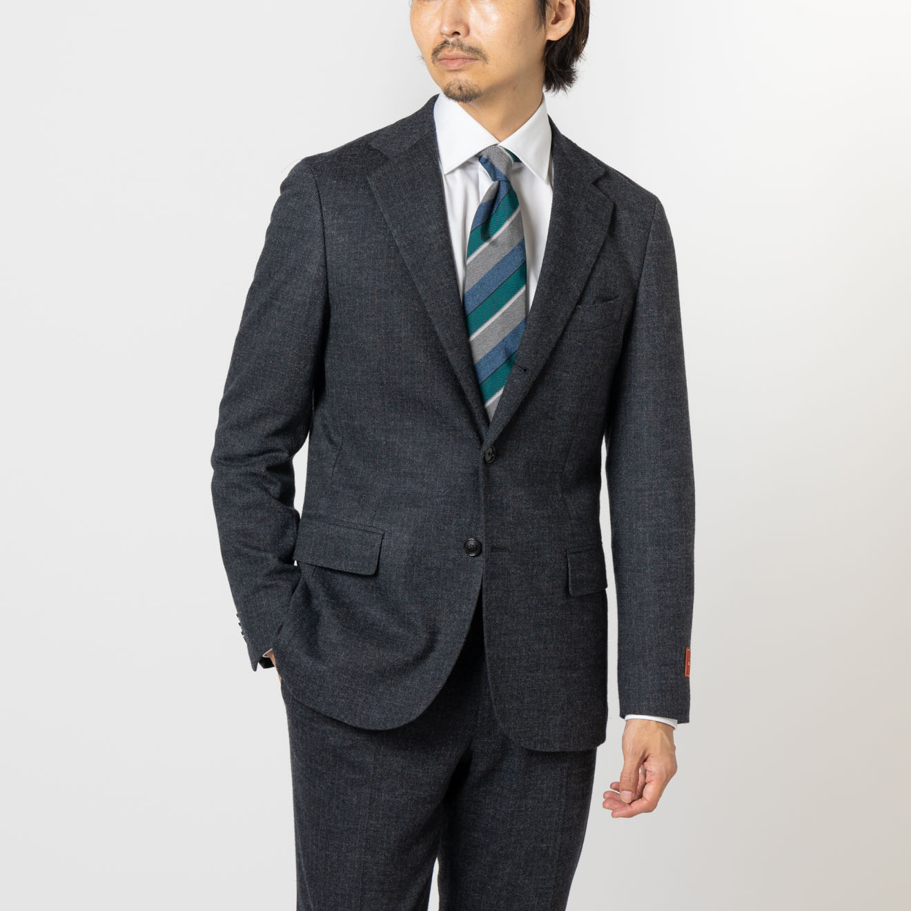 メリノジャージー チャコール ストライプ