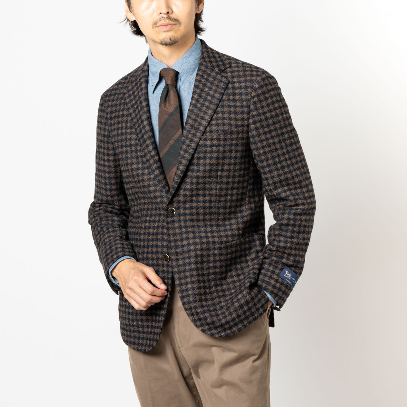 伊ローマ社 ツイードジャージージャケット ブラウンチェック