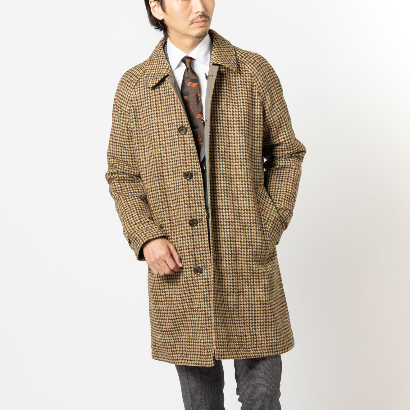 テーラーズC ツイードリバーシブルステンカラーコート