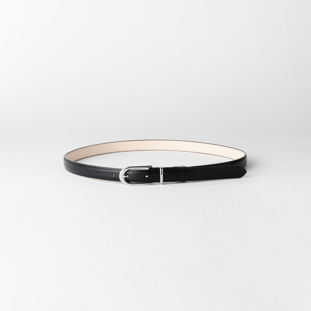 本革 スリムレザーベルト ブラック