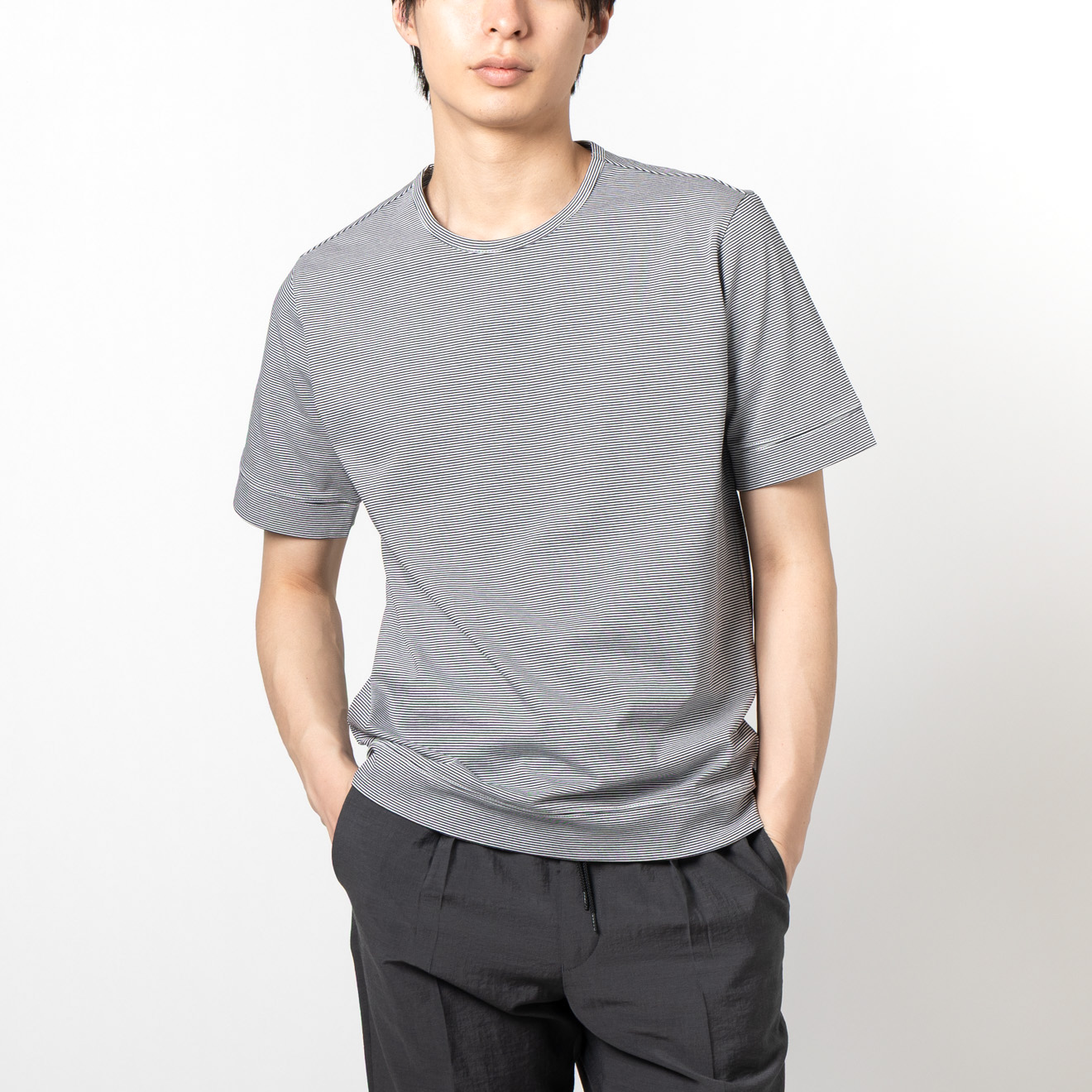 セットアップTシャツ マイクロボーダー ホワイト